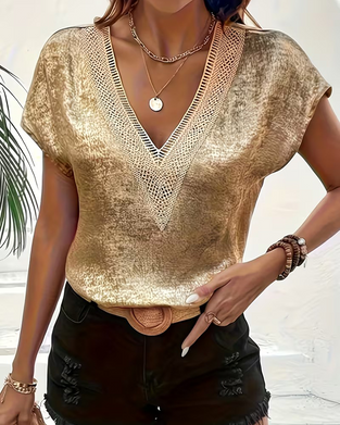 Blouse Découpé Col V Manque Chauve Souris