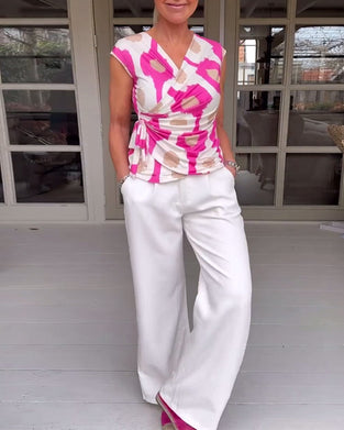 Débardeur torsadé plissé imprimé