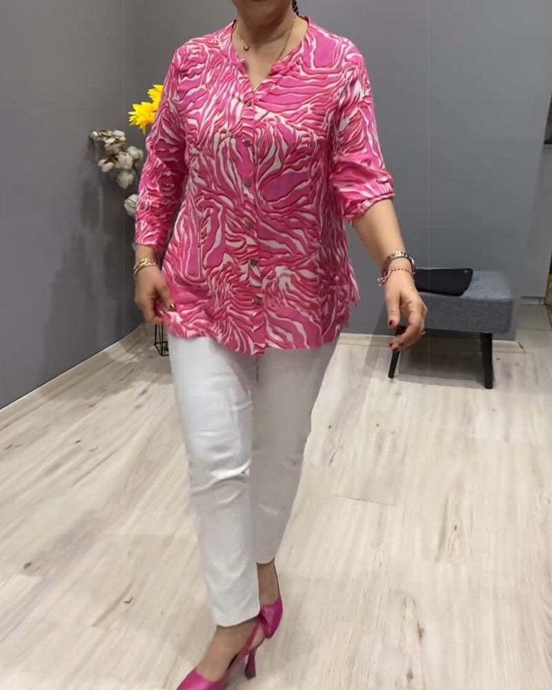 Chemise imprimée à manches longues avec boutons