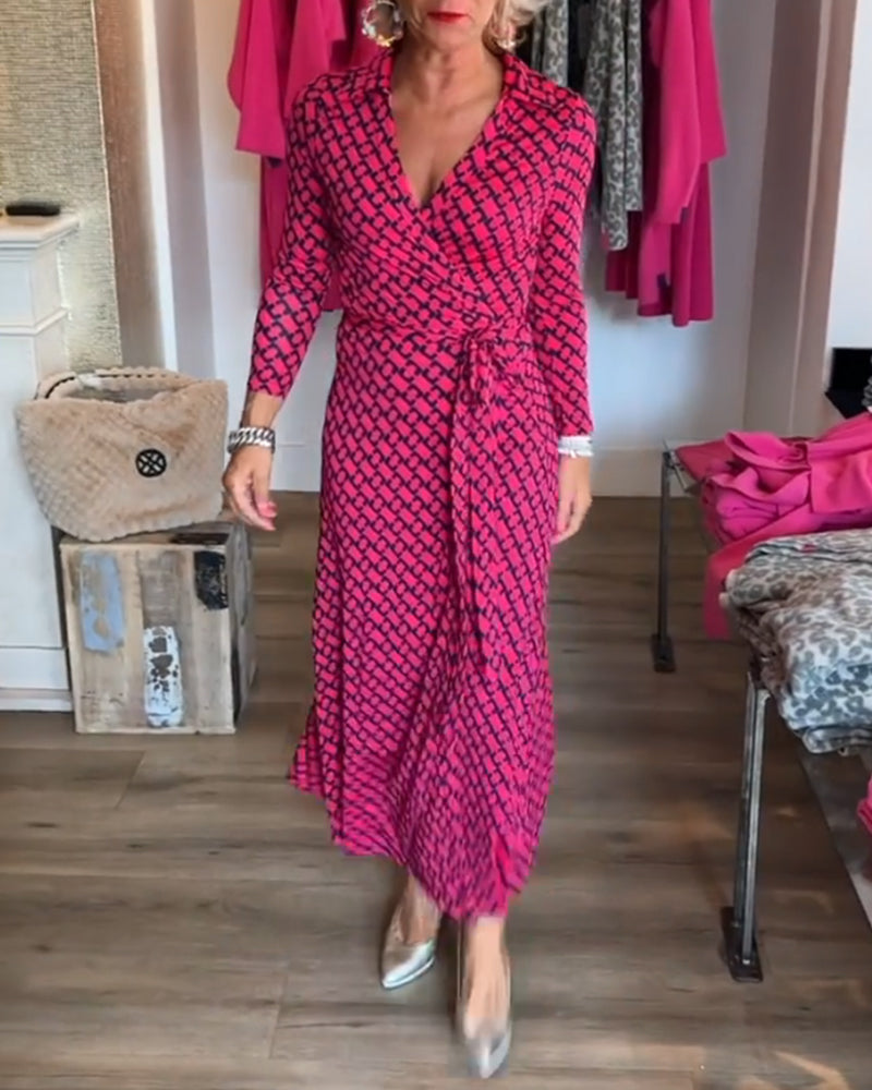 Robe longue élégante à col en V