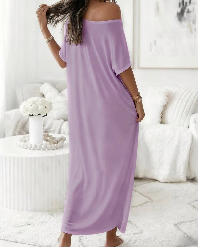 Robe Unie Longue Décontractée
