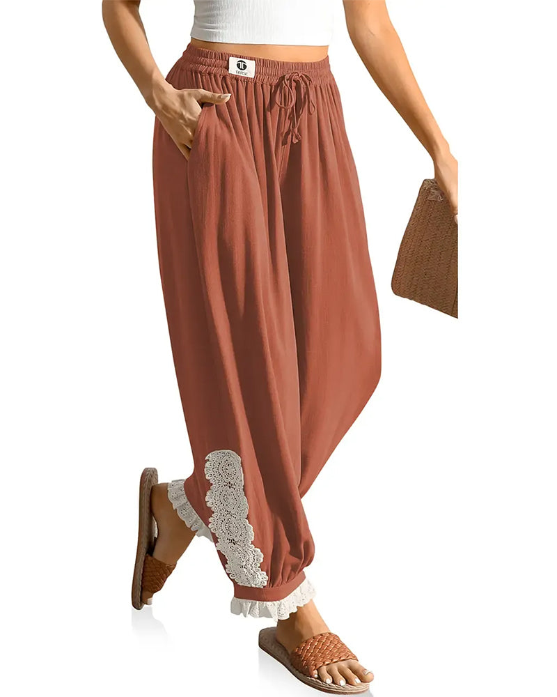 Pantalon Dentelle Patchwork Lanterne