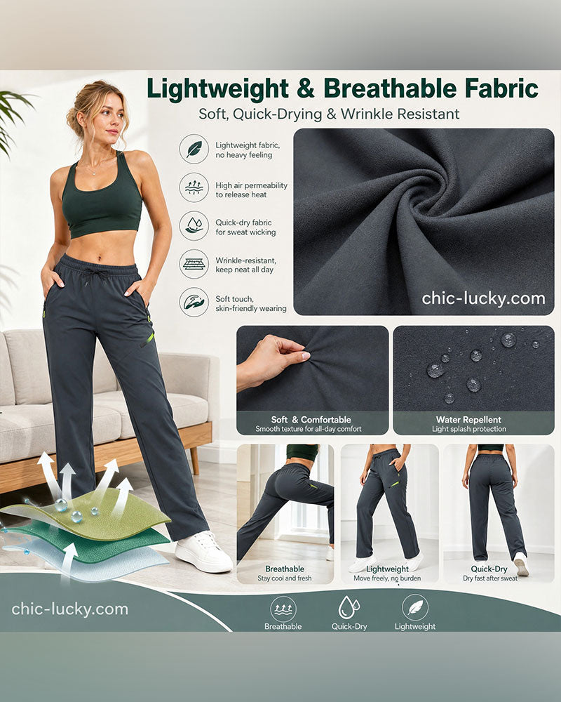 Pantalon Fermeture Éclair Pochette Jambe Droite
