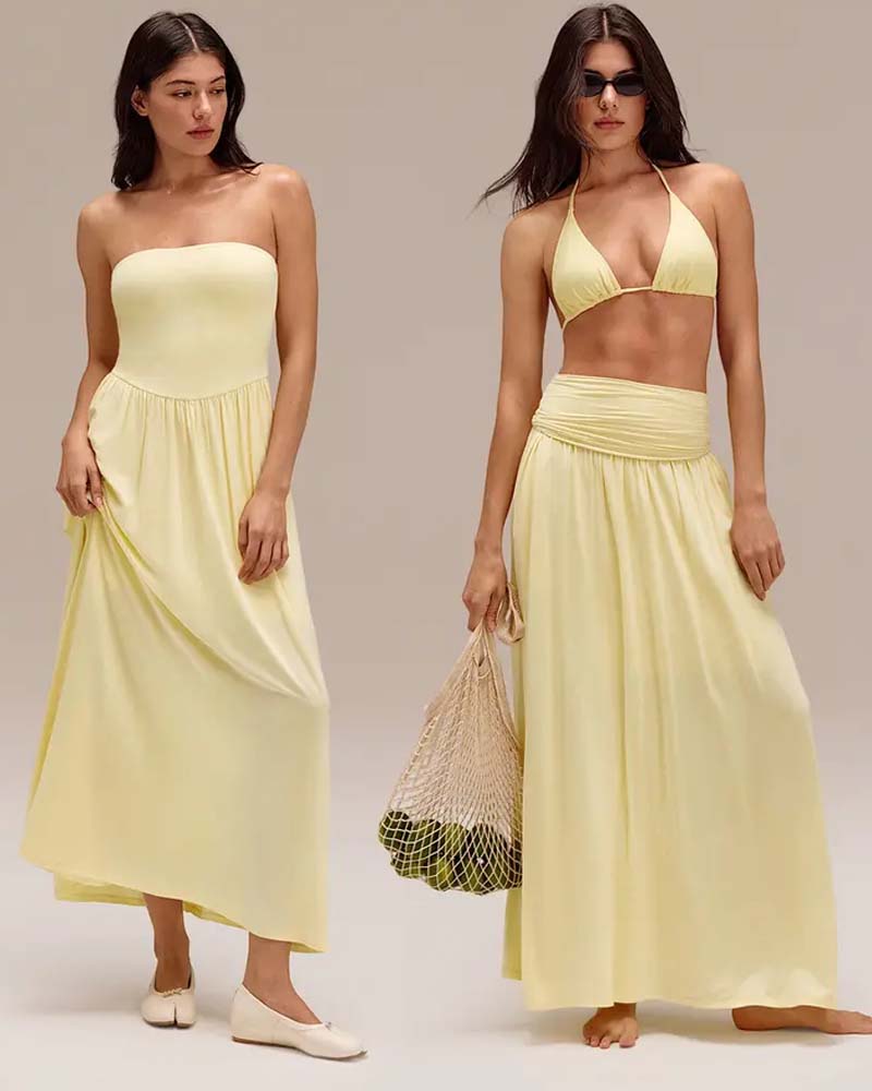 Robe Convertible Sans Bretelles Taille-Cintrée