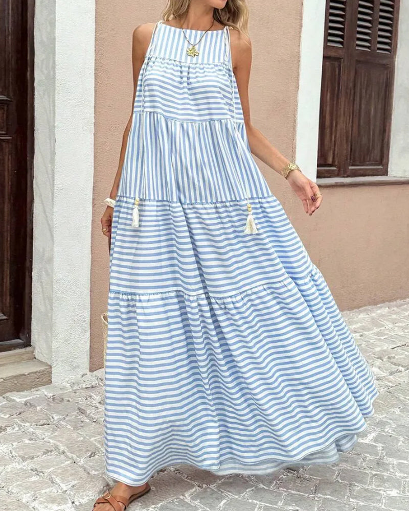 Robe Rayée Halter Superposée