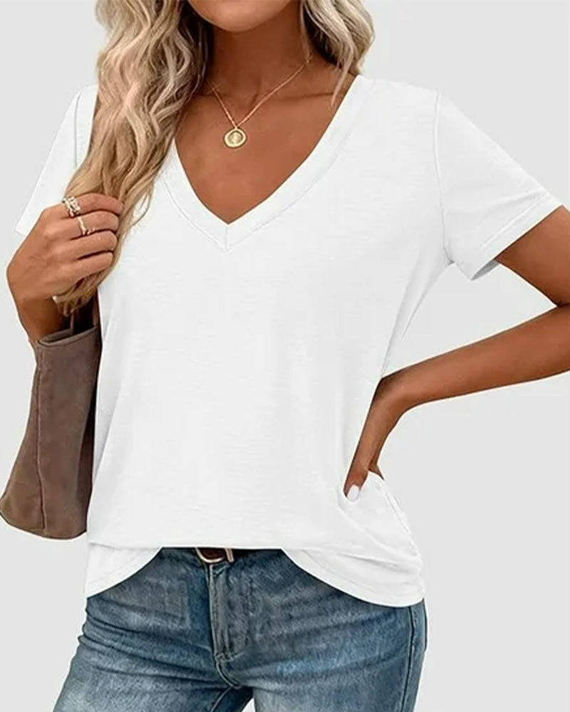 T-Shirt Pullover Col V Uni