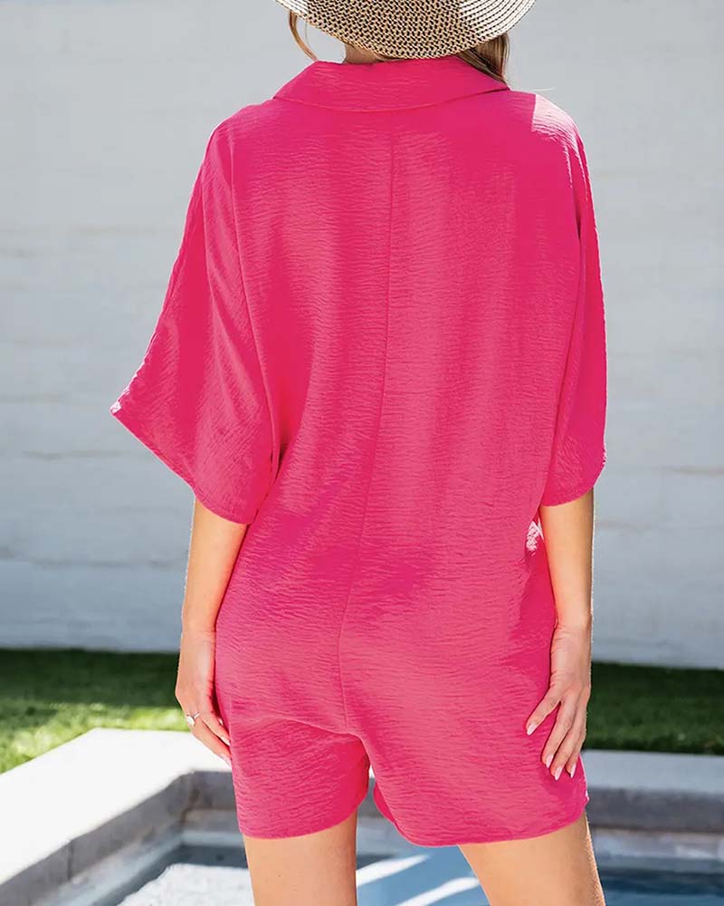 Combinaison Col Décontracté Bouton