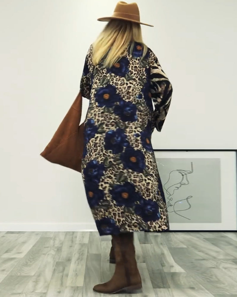 Robe patchwork élégante à imprimé léopard et zèbre