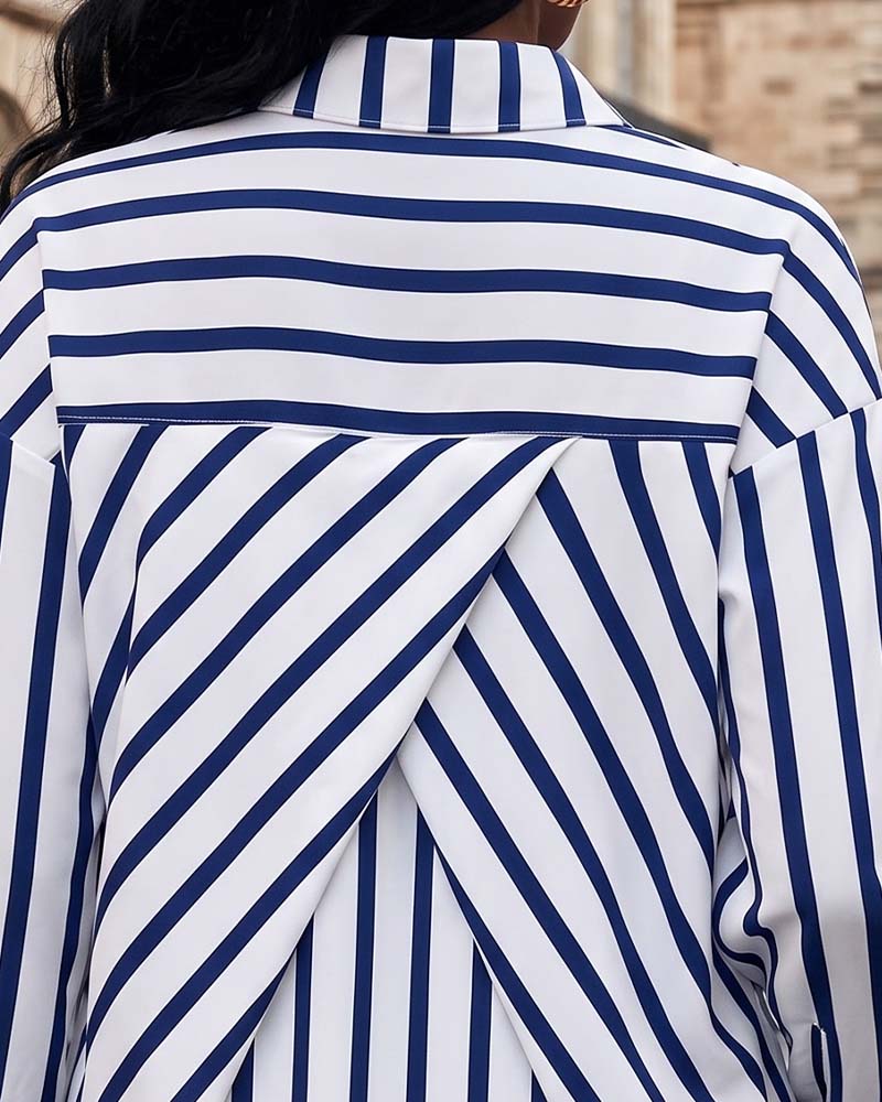 Blouse Rayée Dos Croix Irrégulière