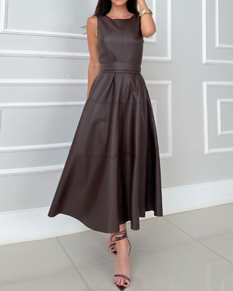 Robe Col Rond Sans Manches Ligne A
