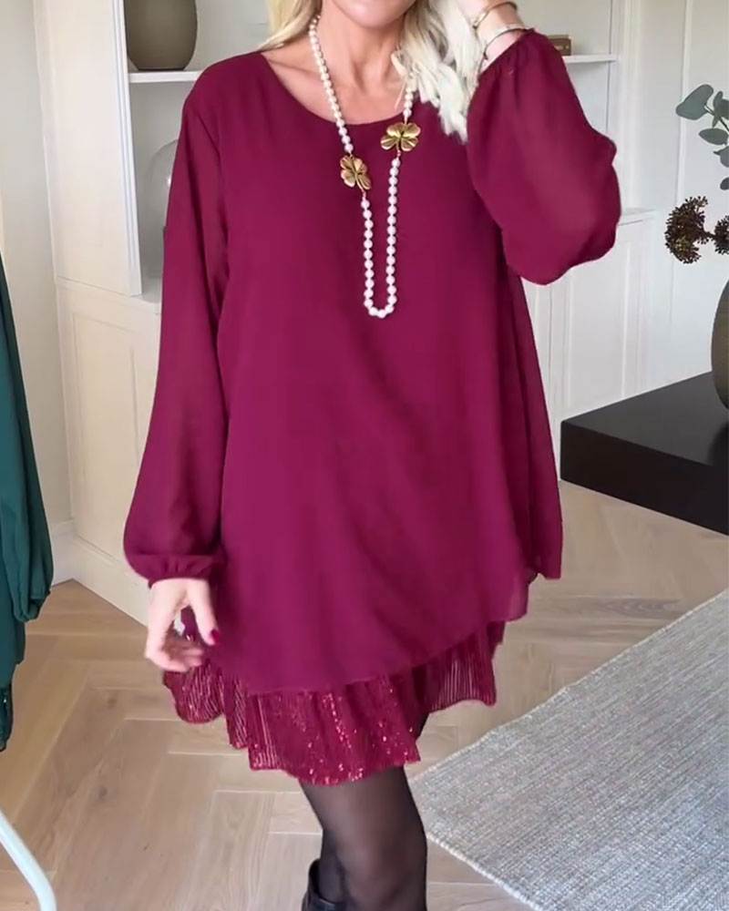 Robe Col Rond Ample Patchwork