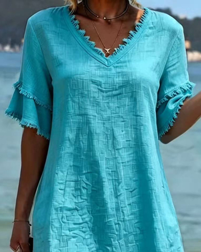 Robe Ourlet Brut Col V
