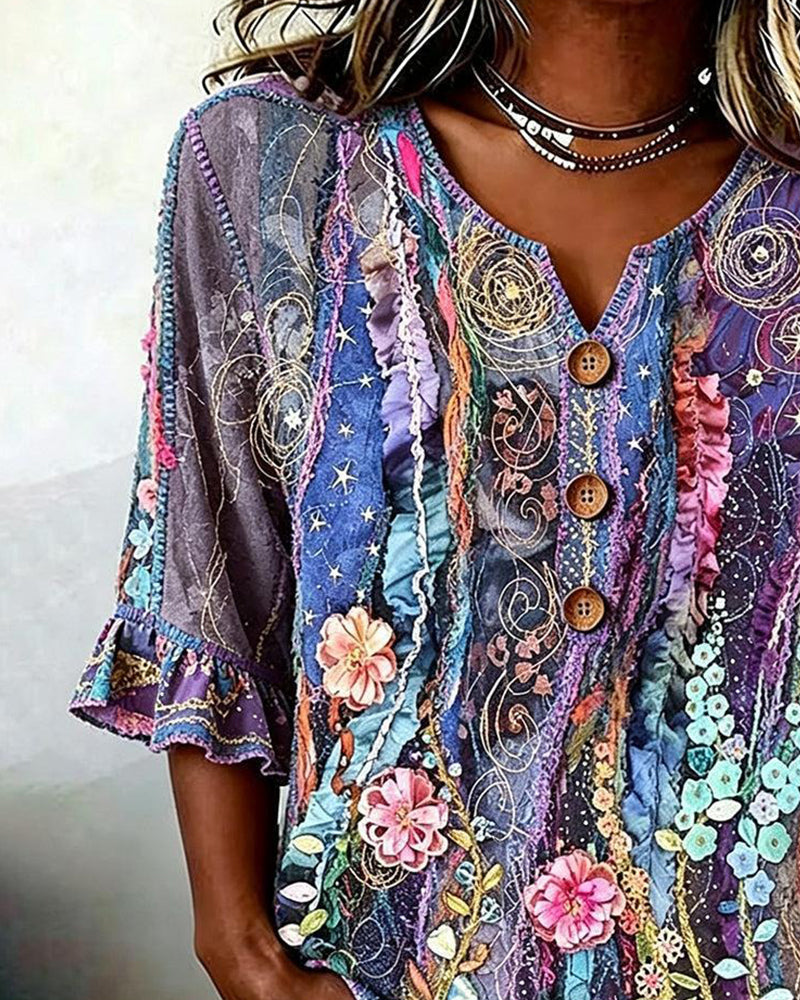 Blouse Rétro Style Ethnique