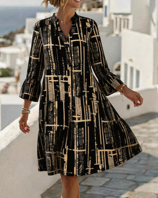 Robe Mandarine Col V Décontractée Rayure