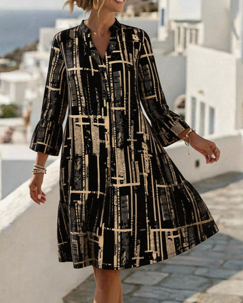 Robe Mandarine Col V Décontractée Rayure