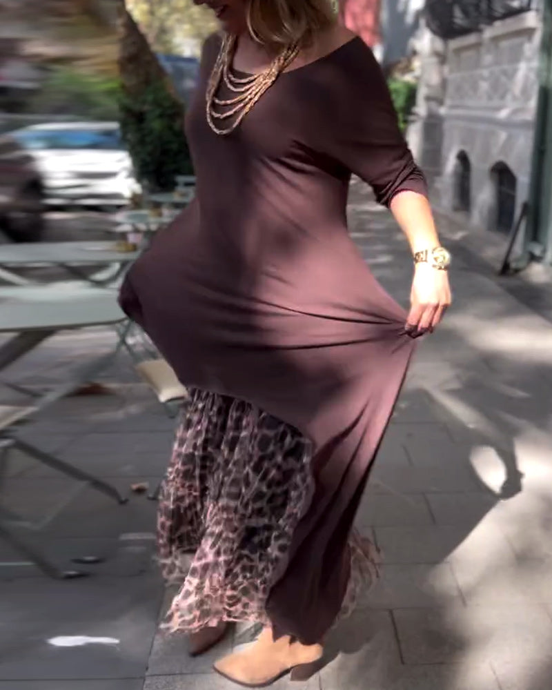 Robe À Manches Longues De Couleur Unie Irrégulière