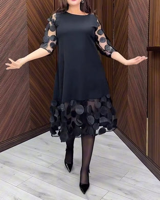 Robe Maille Couture À La Mode Col Rond