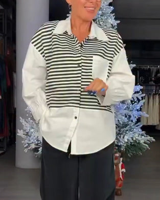 Chemise Rayée Col Boutonné