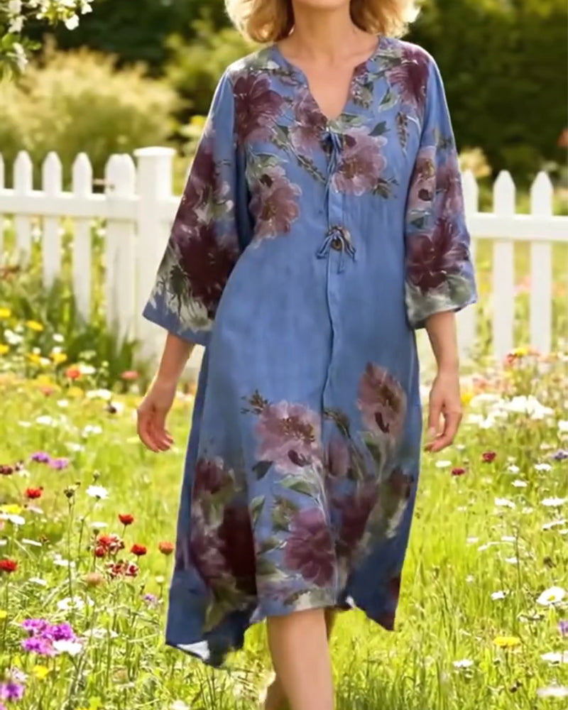 Robe Col V À La Mode Décontracté Floral