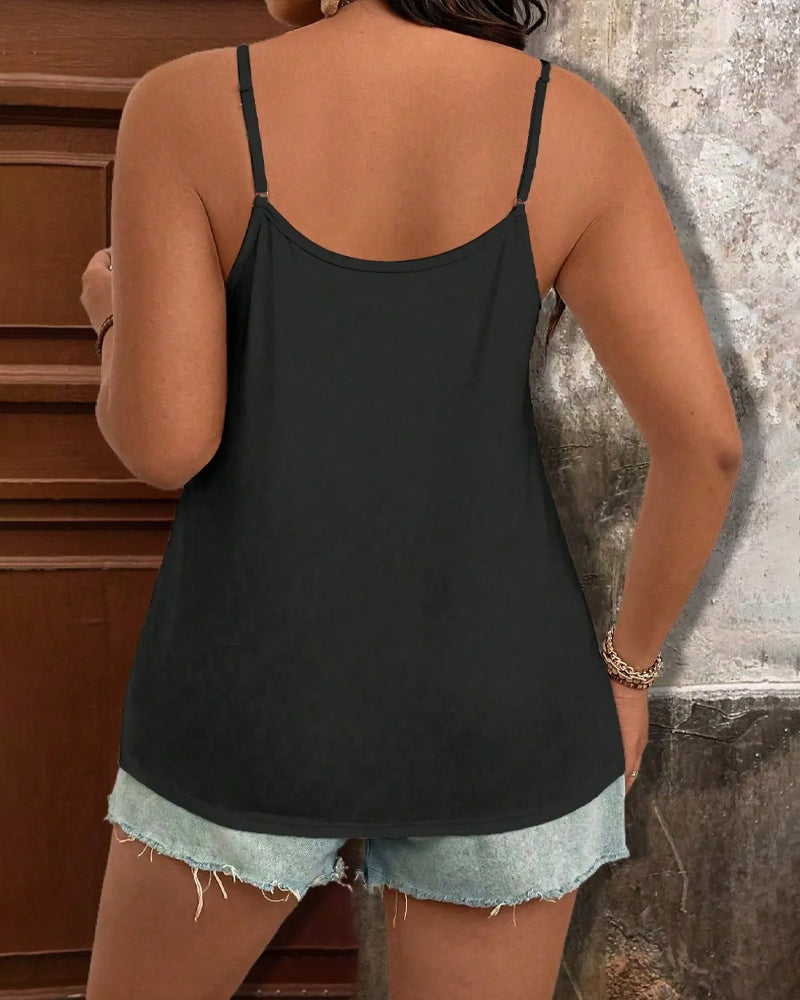 Cami Top Dentelle Patchwork Profond Col V Attacher