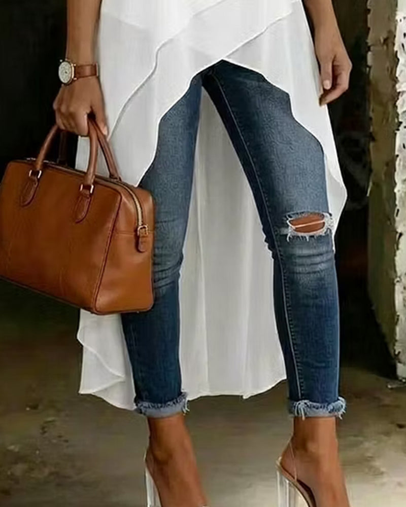 Blouse Irrégulière Double Couche