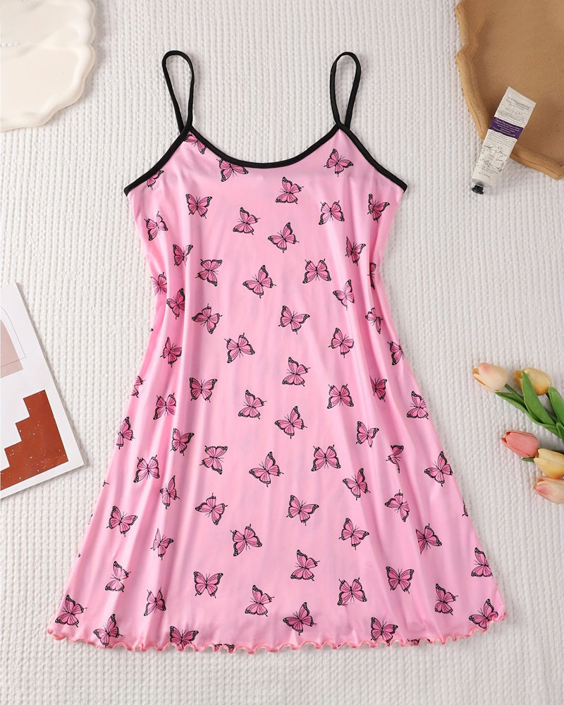 Robe De Nuit Bretelles Spaghetti Imprimé