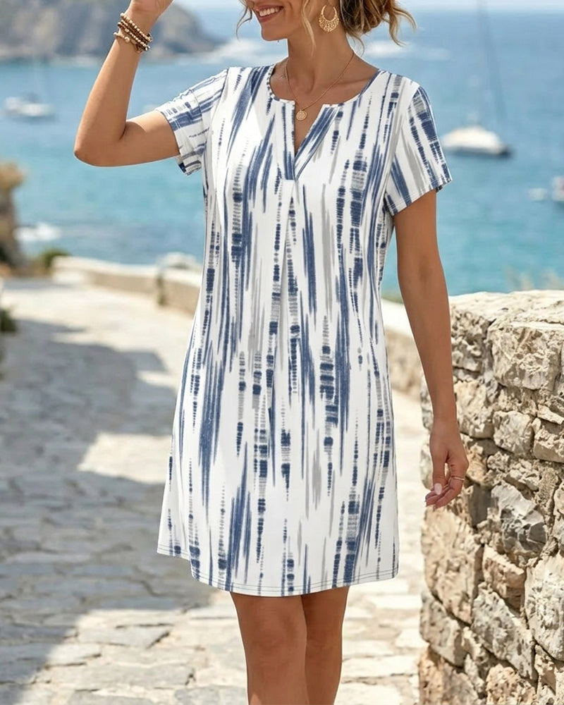 Robe Décontractée Rayée Col-V