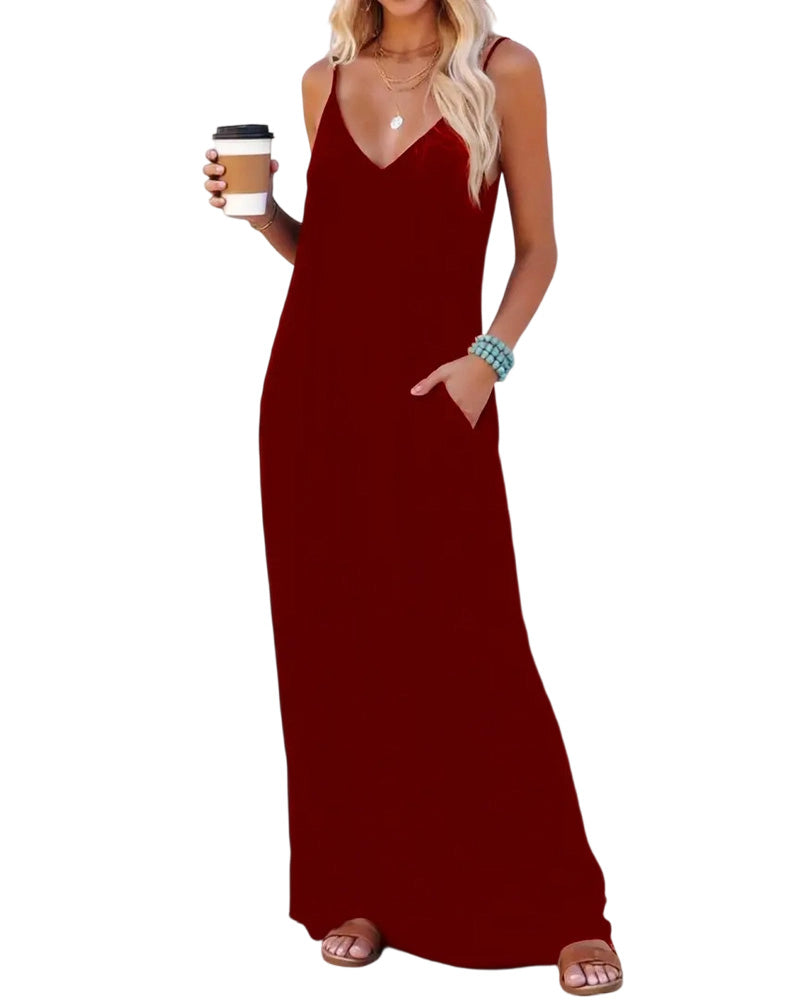 Robe Unie Lâche Poche Maxi