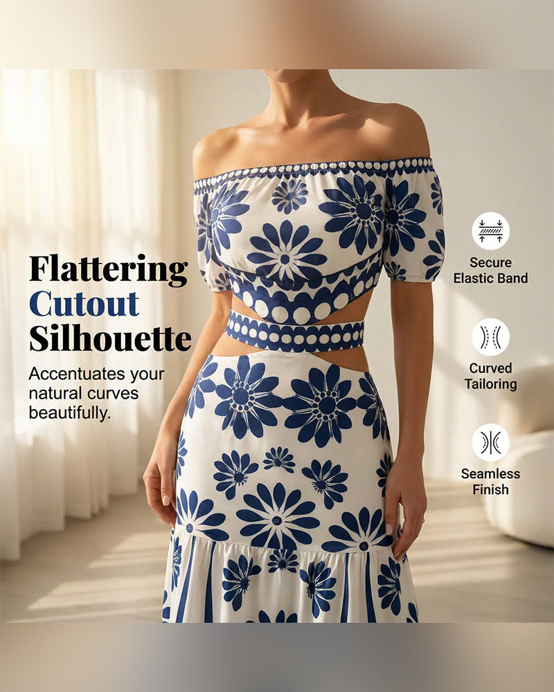 Robe Off-Shoulder Florale Découpée