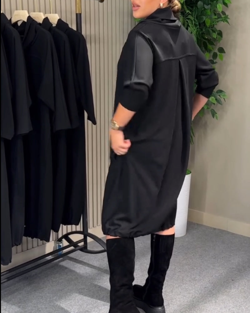 Robe Stylisée 3/4 Manche Col Drapé