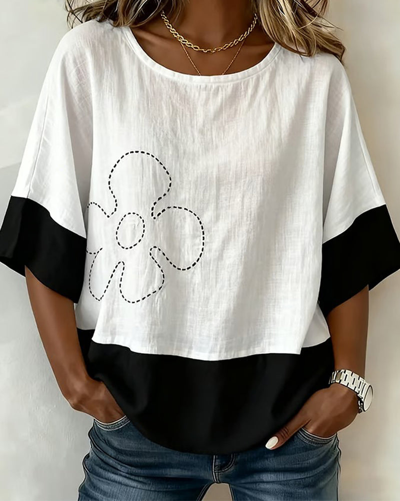 Haut Bloc De Couleur Floral