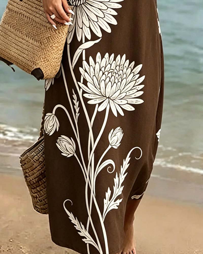 Robe Sans Manches Florale Imprimé