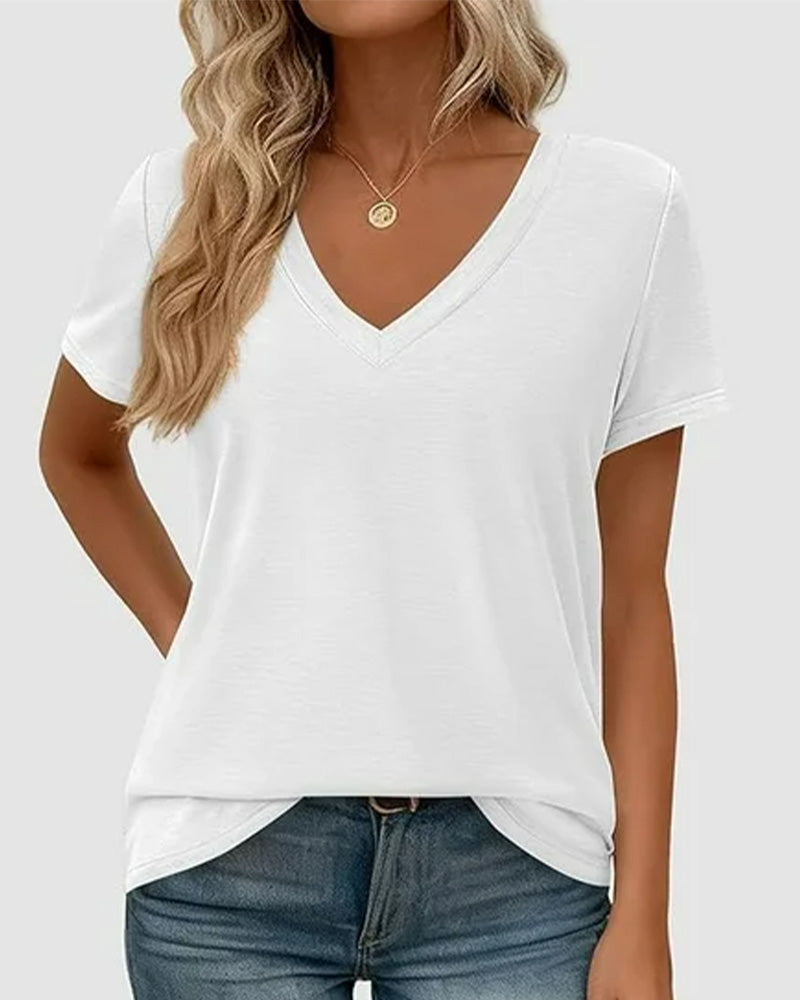 T-Shirt Pullover Col V Uni
