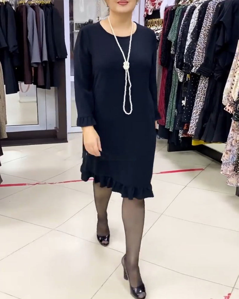 Robe unie à volants patchwork