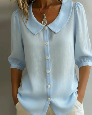 Chemise Coton Manche Moyenne Col Peter Pan