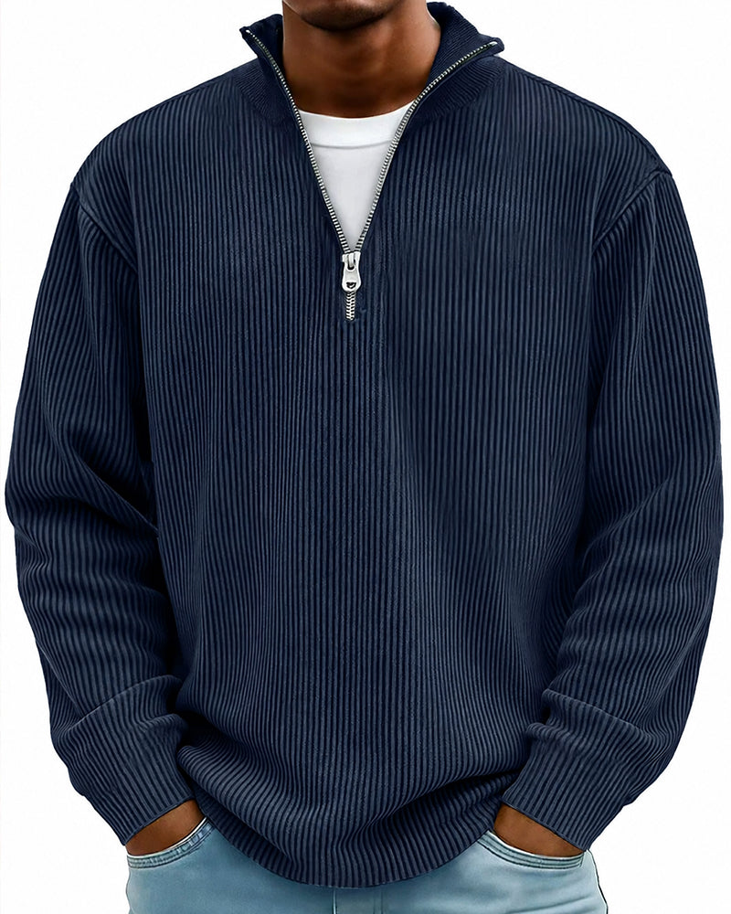 Sweatshirt Homme Fermeture Éclair Col Manche Longue