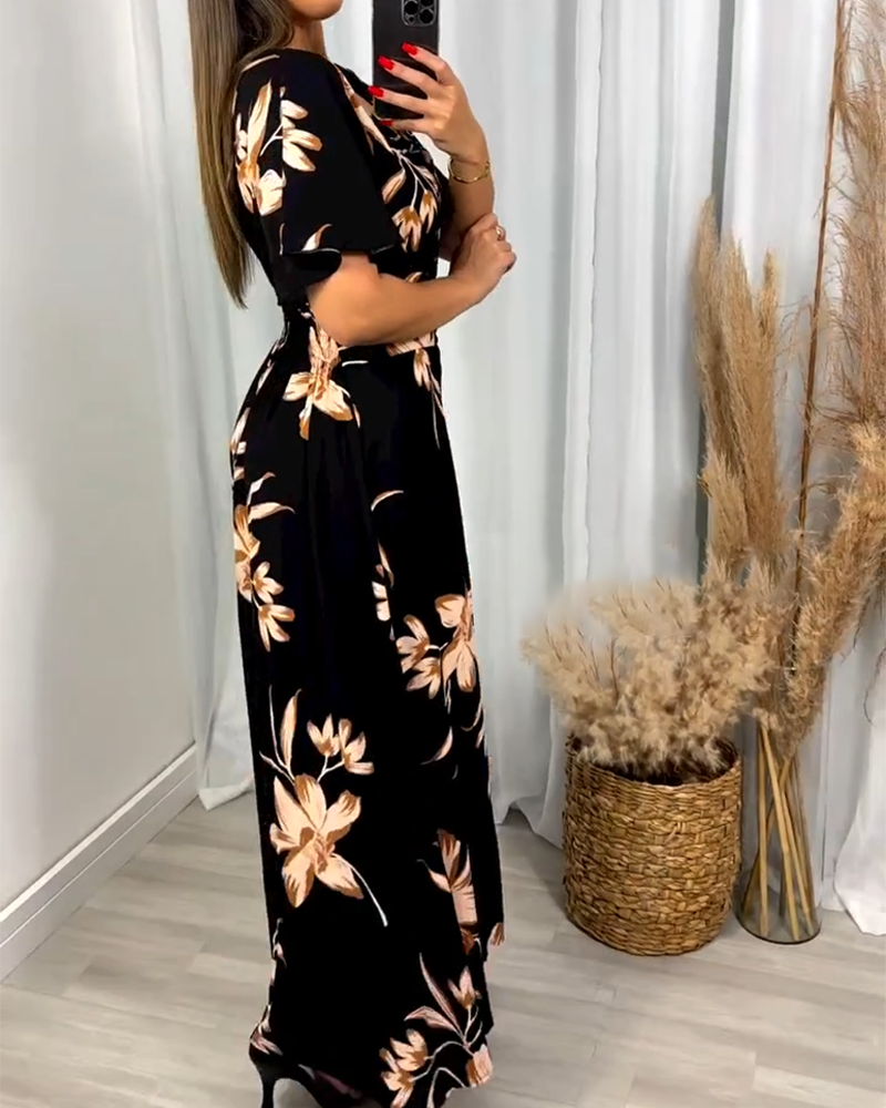 Robe Col V Imprimé Floral Taille
