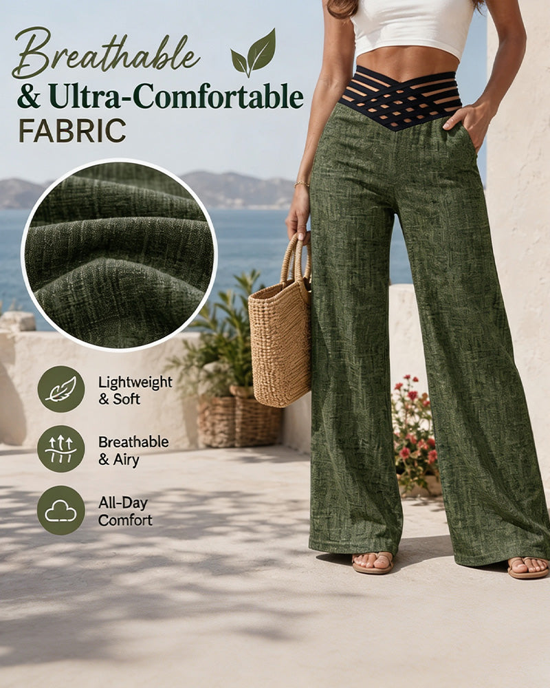 Pantalon Taille Haute Décontracté Tendance Jambe Large