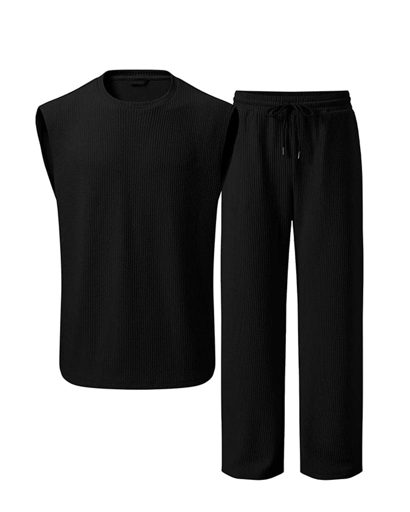 Ensemble Homme Uni Sans Manche
