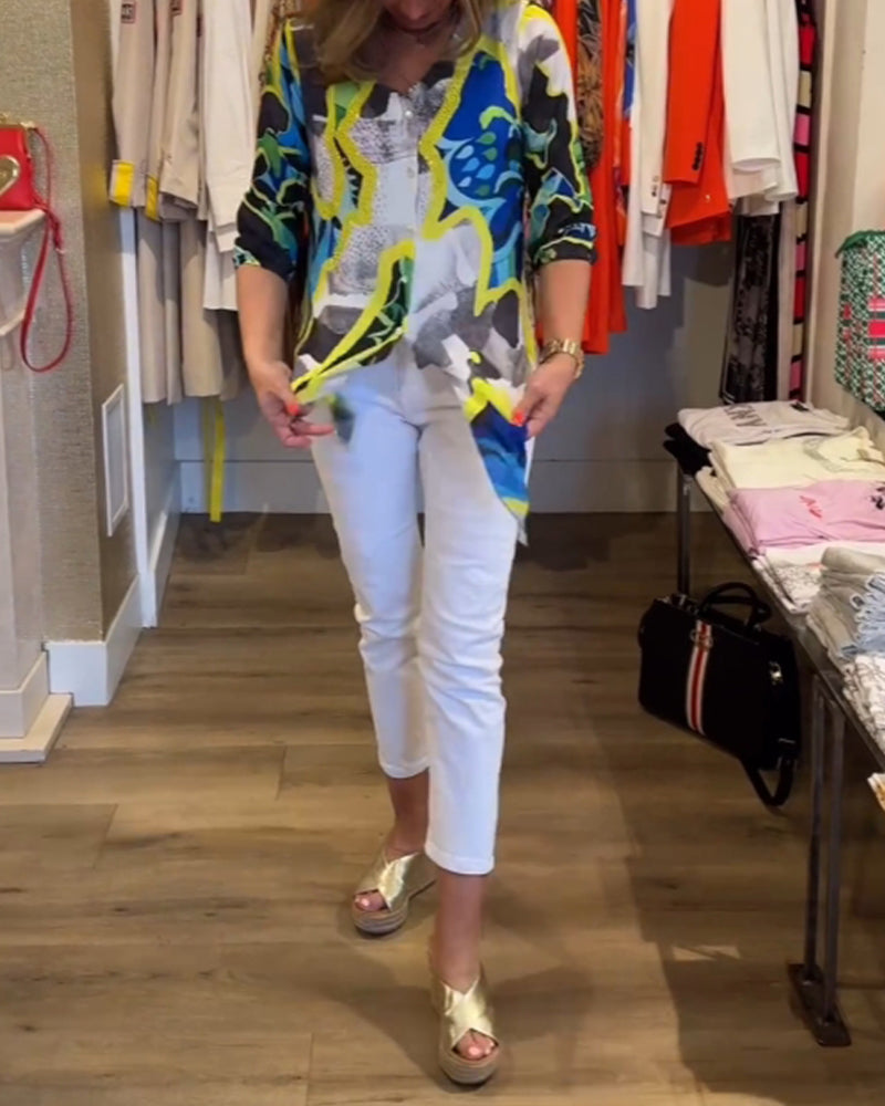 Blouse col V imprimé fleuri