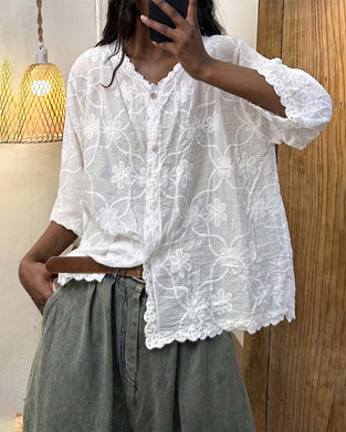 Blouse Dentelle  Manche Trois Quarts