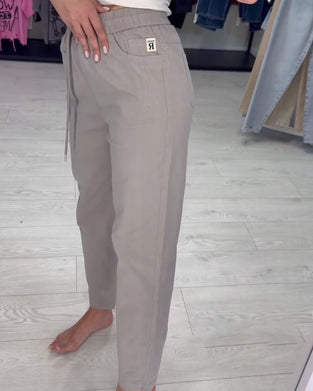 Pantalon Taille Élastique Cordon De Serrage Unie Décontracté