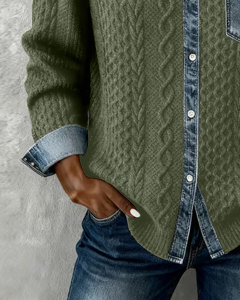 Chemise Manches Longues À Patchwork Jean