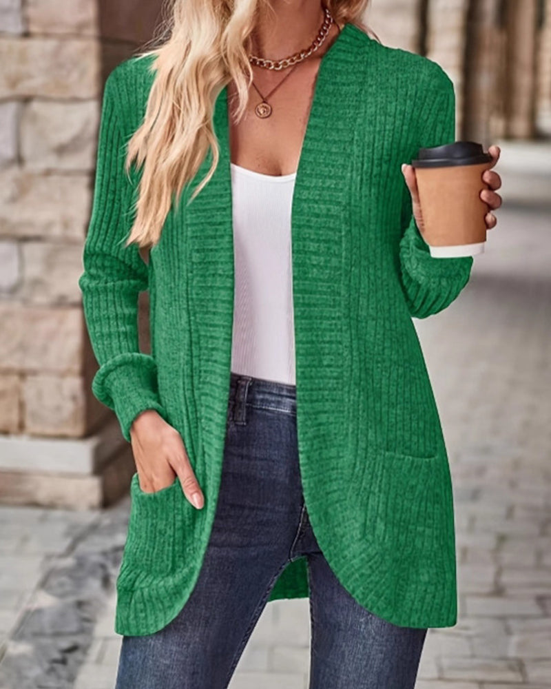 Manteau Brossé Décontracté Manche-Longue