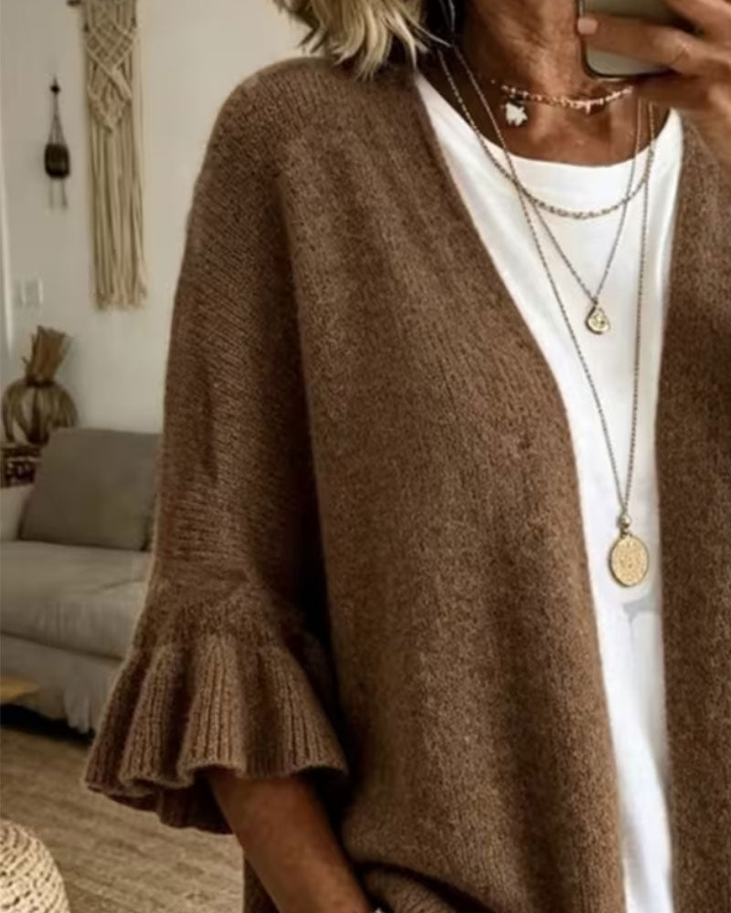 Cardigan Unie Manche Volantée