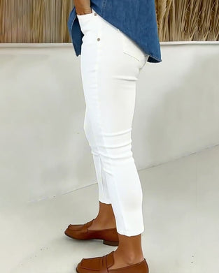 Pantalon Taille Haute Slim-Fit Cropped