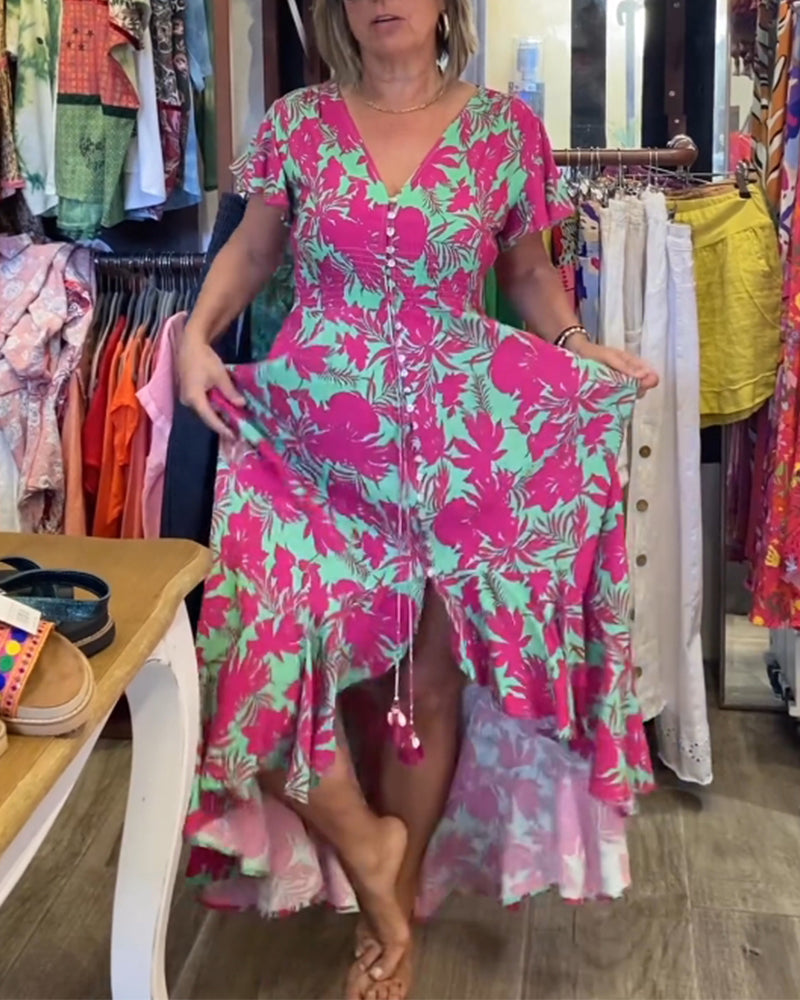 Robe avec imprimé et manches courtes