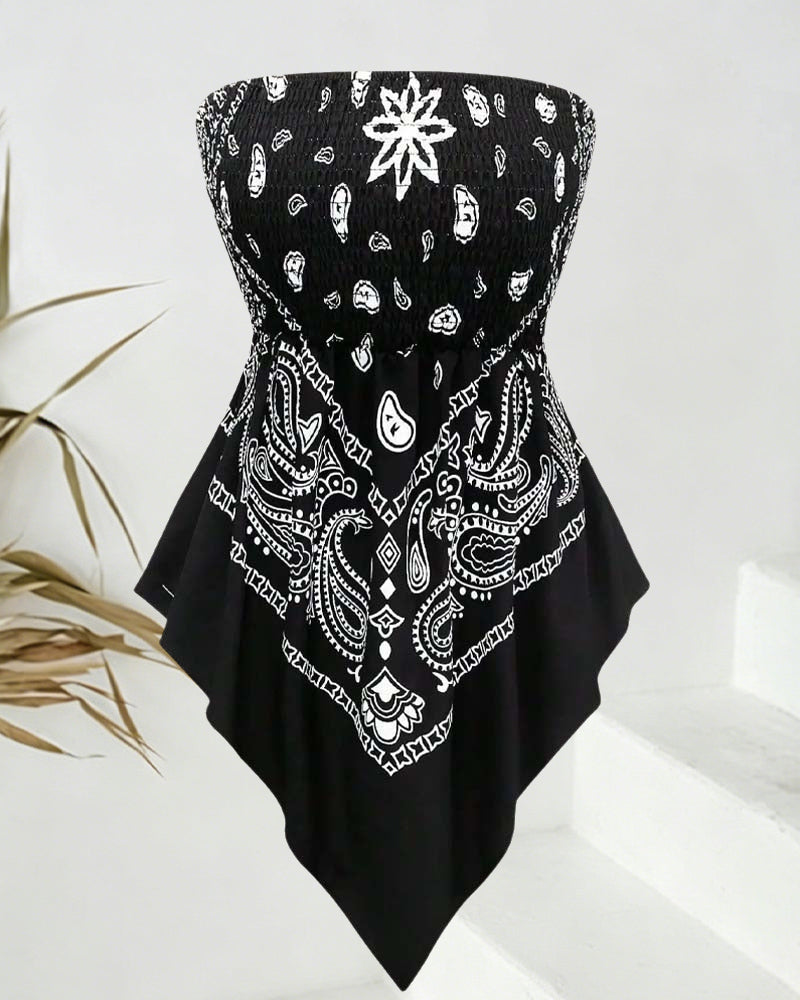 Blouse Paisley Bandeau Asymétrique