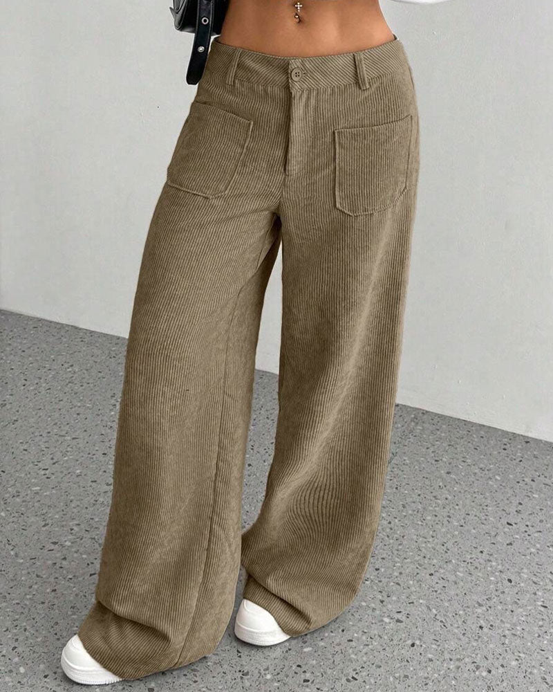 Pantalon Devant Dos Poche Unie Jambe Droite Long