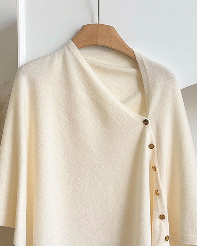 Manteau Polyvalent Bouton Asymétrique Cape Manteau